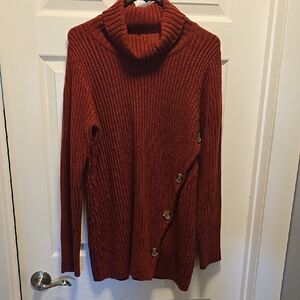 Women's Rust Sweater with Button Detail